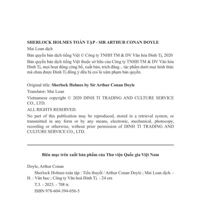 Sherlock Holmes Toàn Tập - Tập 3