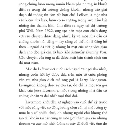 Sách - Jesse Livermore - Reminiscences Of A Stock Operator - Hồi Ức Của Một Thiên Tài Đầu Tư Chứng Khoán