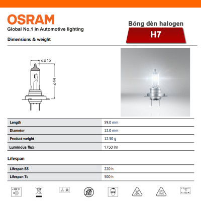 Bóng Đèn Halogen OSRAM Original H7 64215 24V 70W - Nhập Khẩu Chính Hãng