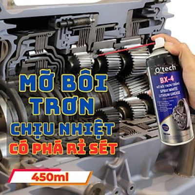 Xịt Mỡ Bò Nước Bôi Trơn Chịu Nhiệt, Có Tẩy Rỉ Sét BX4 (450 ml) Lithium White Grease - Hàng Chính Hãng