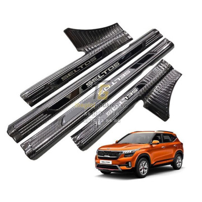 Ốp bậc cửa dành cho Kia Seltos 2020-2021 CACBON , Full bậc Trong Ngoài