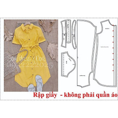 Rập giấy may đầm sơ mi mã 1674