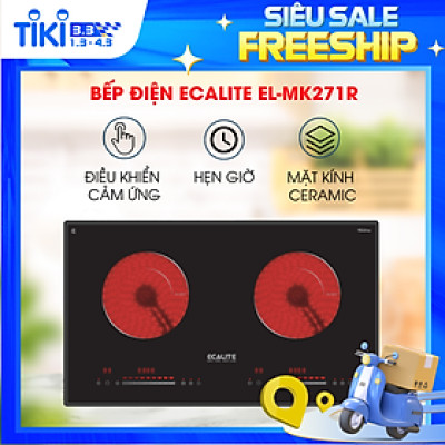 Bếp điện 2 vùng nấu Ecalite EL-MK271R - Kính Ceramic bền - Có Inverter tiết kiệm điện - Hàng chính hãng