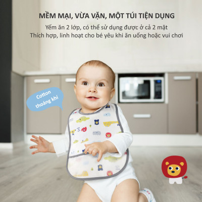 YẾM ĂN EM BÉ KHÔNG THẤM NƯỚC HÌNH THÚ VUI NHỘN CÓ KHAY HỨNG - KU2253