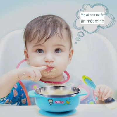 [ 5572-Nuby ] Bát ăn dặm giữ nhiệt kèm đế hút chân không, chống trượt đổ