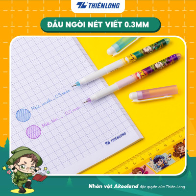 Combo 20 Bút lông kim Thiên Long FL-04/AK - Nét viết 0.3mm mảnh nhỏ Mực đều liên tục, nhân vật Akooland Tahi