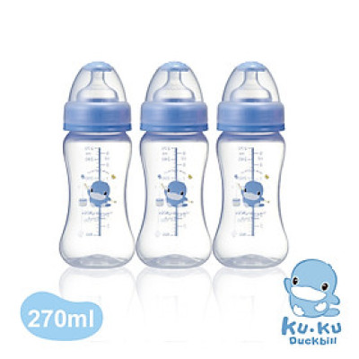 BỘ BÌNH SỮA CỔ RỘNG NHỰA PP KUKU KU5923 - 270ML - SET 3 BÌNH