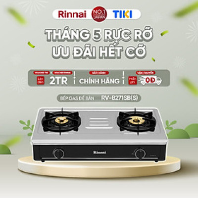 Bếp gas dương Rinnai RV-B271SB(S) mặt bếp inox và kiềng bếp men - Hàng chính hãng.