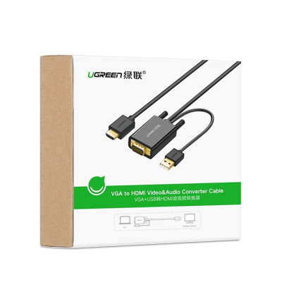 Cáp chuyển đổi VGA to HDMI và Audio dài 2m Ugreen 30840 cao cấp - Hàng Chính Hãng