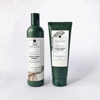 Set quà tặng gồm Cặp gội xả gừng xanh nguyên chất và Sữa tắm trắng da Weilaiya Tặng Minisize dầu gôi thượng lưu - Gói hộp quà sang trọng