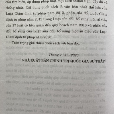 Sách-  Luật Gám Định Tư Pháp ( Hiện hành) ( sửa đổi, bổ sung năm 2018,2020)