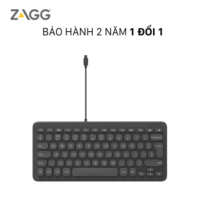 Bàn phím ZAGG Universal Keyboard Type-C, Light-ning, kích thước 12 inch 79 phím, bảo hành 12 tháng 1 đổi 1 - Hàng chính hãng