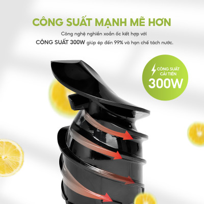Máy ép chậm đa năng Lebenlang LBL1414, 300W, nhỏ gọn tiện lợi, ép kiệt bã đến 99%, giữ trọn dinh dưỡng, bảo hành 2 năm - hàng chính hãng