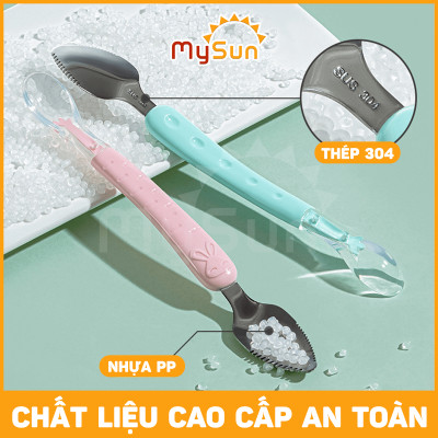 Thìa muỗng Silicone ăn dặm Silicon cho bé inox nạo trái cây hoa quả MySun