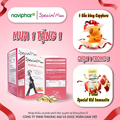 [Hộp 30/60 viên] Viên nang Special Mum Omega Capsules bổ sung DHA, Vitamin E, Vitamin D3, bổ sung DHA cho thai nhi
