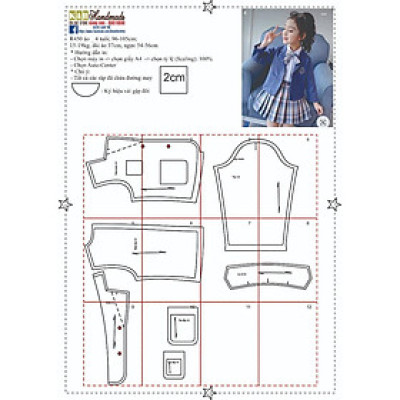 Rập giấy may set vest bé mã R450 (BẢN VẼ)