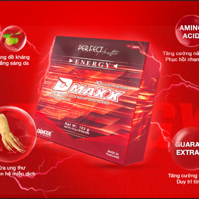 DMAXX thức uống bổ sung vitamin năng lượng không đường DAMODE 7 gói dùng thử màu đỏ