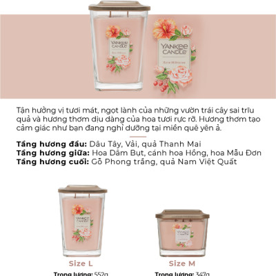 Nến ly vuông Elevation Yankee Candle size S - Rose Hibiscus (96g)