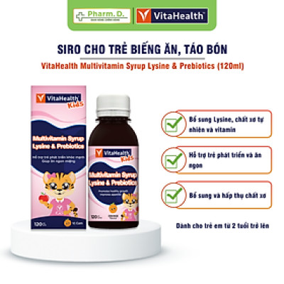 [SALE 70% DATE GẦN]Siro VITAHEALTH Multivitamin Syrup Lysine & Prebiotics Bổ Sung Vitamin Cho Trẻ Em Biếng Ăn, Táo Bón (120ml)