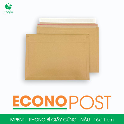MPBN1 - 16x11 cm - Combo 60 phong bì giấy cứng đóng hàng màu nâu thay thế túi gói hàng