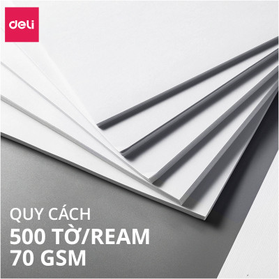 Thùng 5 Ream Giấy A4 Deli Giấy In Photo Copy 70gsm Chính Hãng Loại Dày Ream 500 Tờ Chống Lóa Giấy Mắt