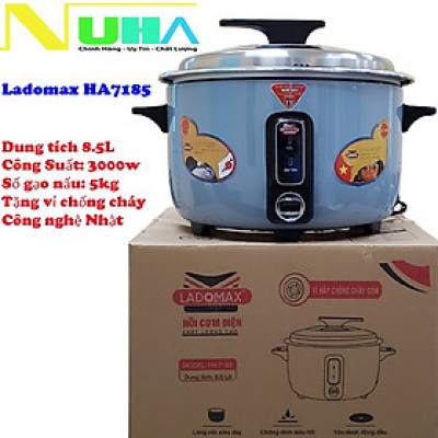Nồi cơm điện công nghiệp 8.5L Ladomax có vỉ inox chống nấu cơm cháy, dùng cho quán cơm, nhà xưởng, căn tin-Hàng chính hãng