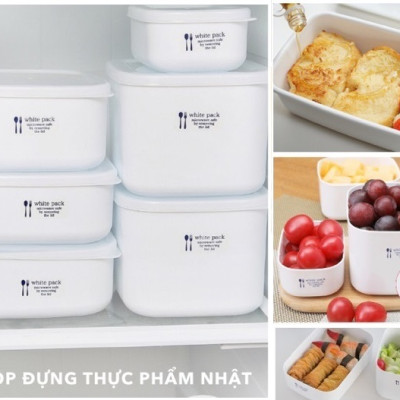Set 02 hộp đựng thực phầm White Pack 700ml và 800ml, thiết kế tinh tế, đẹp mắt, khả năng giữ kín hơi vượt trội - nội địa Nhật Bản 