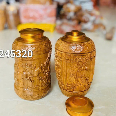 Hộp trà chè gỗ bách xanh lắp đồng cao cấp kt 20×11cm