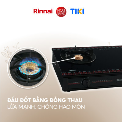 Bếp gas dương Rinnai RV-3715GL(FB) mặt bếp kính và kiềng bếp men - Hàng chính hãng.