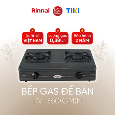 Bếp gas dương Rinnai RV-360(GM)N mặt bếp men và kiềng bếp men - Hàng chính hãng.