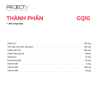 Thực Phẩm Sức Khỏe GQ10 Direct Hit - Công thức thanh xuân - PROJECT V - Hộp 60 Viên nang - Xuất xứ Pháp, Hàng Chính Hãng