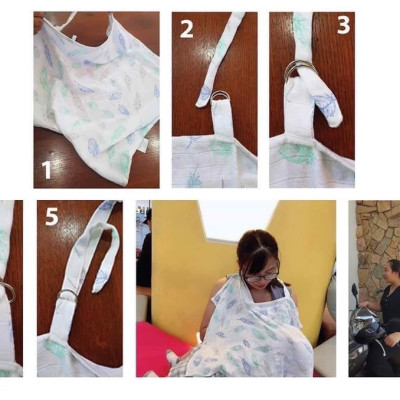 Khăn che bú vải sợi tre cho bé Mamaru MA-CB01 - Diệt khuẩn, hút ẩm tốt, kháng tia UV