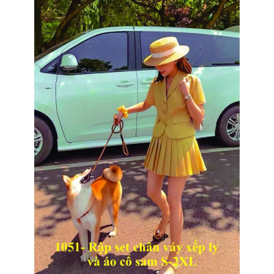 Rập set chân váy xếp ly và áo cổ sam - rập giấy mã 1051 (BẢN VẼ)