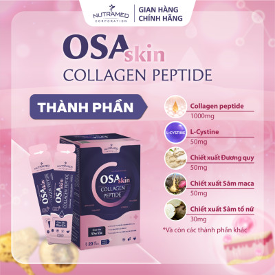 Gói uống Osaskin Collagen Peptide hỗ trợ tăng độ đàn hồi, làm đẹp da, chống lão hoá - Nutramed