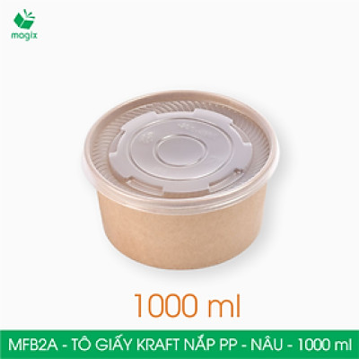 MFB2A - 1000ml - 50 Tô giấy kraft nâu nắp PP - Bát giấy đựng thực phẩm