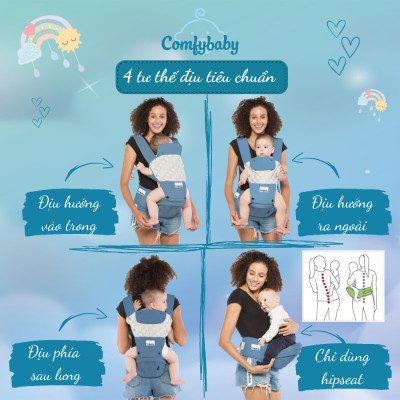 Địu ngồi cao cấp siêu mềm 4 tư thế Comfybaby HC003