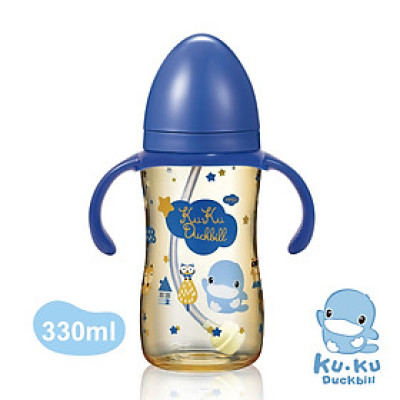 BÌNH SỮA CỔ RỘNG NHỰA PPSU CÓ TAY CẦM KUKU KU5867 - 330ML