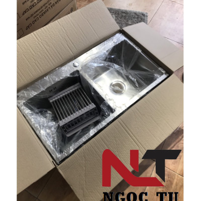 COMBO CHẬU RỬA BÁT, RỬA CHÉN ĐÚC SUS 304 VÀ VÒI RỬA BÁT nóng lạnh dây rút SUS 304