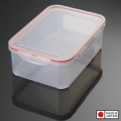 Combo 4 hộp nhựa chữ nhật bảo quản thực phẩm Inomata (Full size) - Có khóa nắp 4 chiều