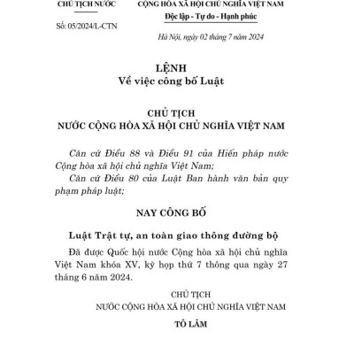 Luật trật tự, an toàn giao thông đường bộ năm 2024 - bản in 2024