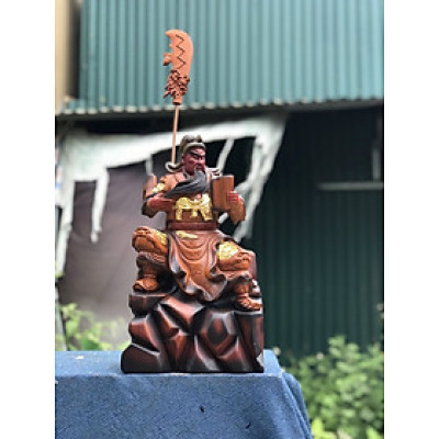 Tượng quan công đọc sách gỗ hương đá kt cao 50