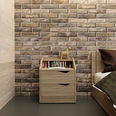 [Happy Home Furniture] WINNI, Táp đầu giường 2 ngăn kéo , 46cm x 40cm x 56cm ( DxRxC), THK_138