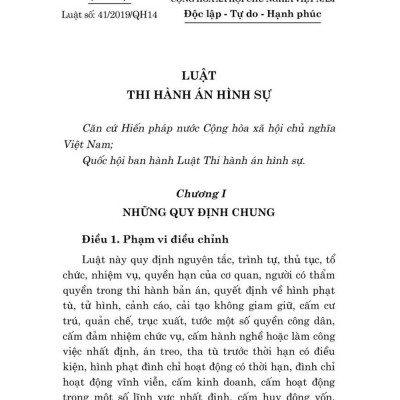 Luật thi hành án hình sự năm 2019 - bản in 2024