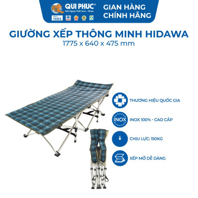 [Chính hãng Qui Phúc] Giường xếp gấp gọn HIDAWA, khung inox, vải lưới mát (màu ngẫu nhiên)