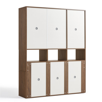 Giường Ngủ Liền Tủ Quần Áo Tích Hợp Kệ Đầu Giường Thông Minh Màu Walnut Phối Trắng SIB Decor GN03