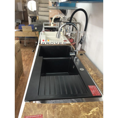 CHẬU RỬA BÁT ĐÁ ĐEN KIM SA CÓ BÀN GROVES 115x48 CM