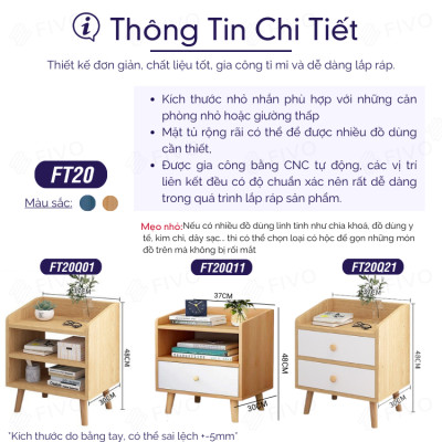 Tab Kệ Đầu Giường Mini FIVO FT20 Phong Cách Đơn Giản, Phù Hợp Cho Mọi Kiểu Nhà, Sản Phẩm Nội Thất Lắp Ráp Đơn Giản - Hàng chính hãng
