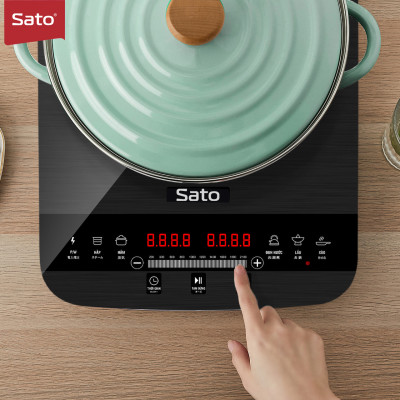 Bếp từ đơn SATO BT042( Tặng nồi lẩu inox) Mặt kính cường lực cao cấp chống xước, chịu nhiệt lên tới 750 °C độ bền cao và an toàn tuyệt đối - Miễn phí vận chuyển toàn quốc - Hàng chính hãng