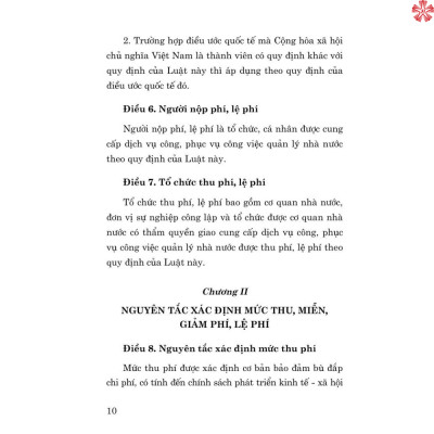 Luật phí và lệ phí năm 2015 (sửa đổi, bổ sung năm 2017, 2018, 2020, 2023) bản in 2024