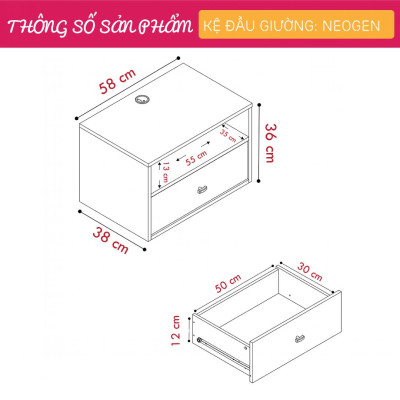 Kệ Đầu Giường Sang Trọng Thiết Kế Tối Giản SMLIFE Neogen
